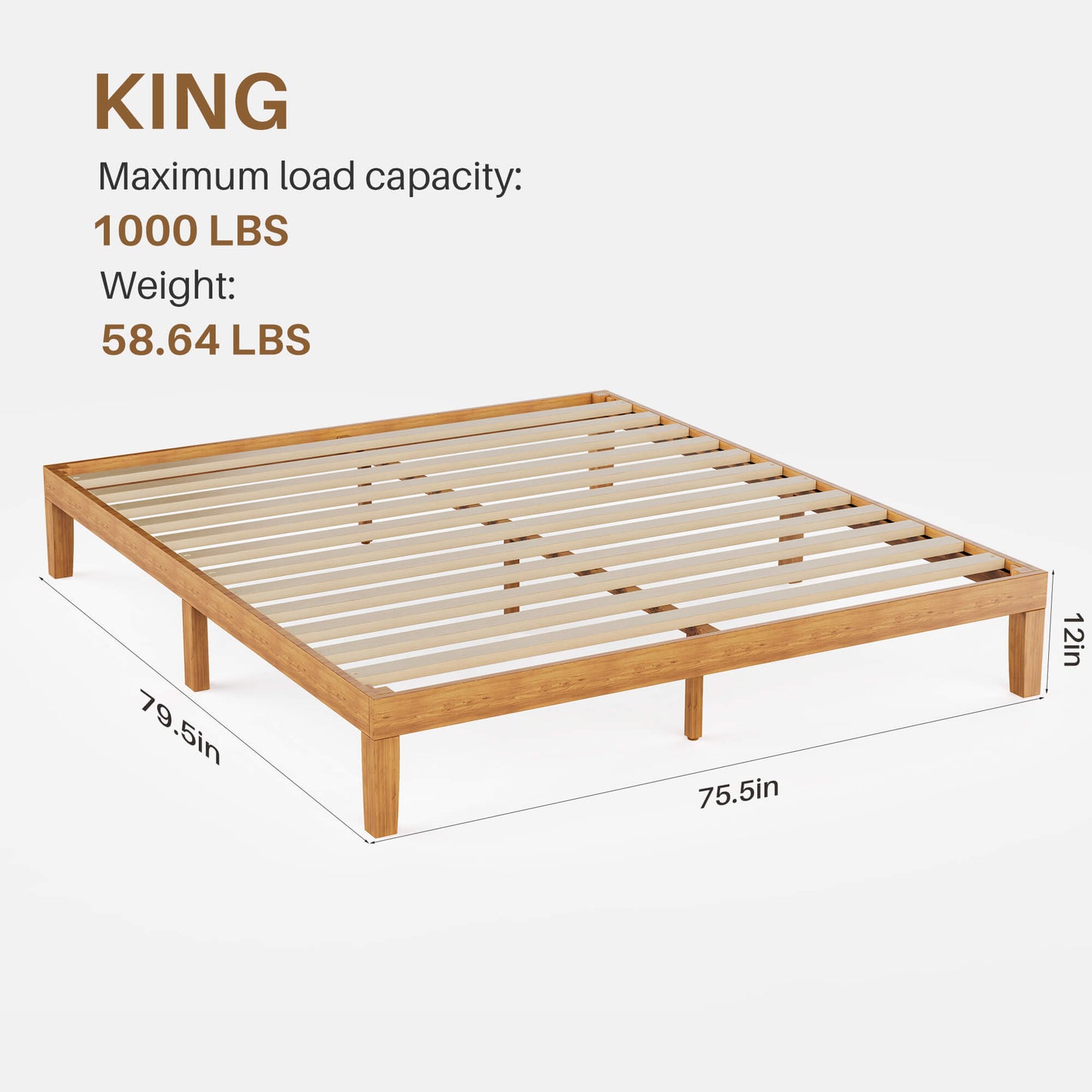 Sweetcrispy Minimalist Solid Wood Bed Frame for Bedroom