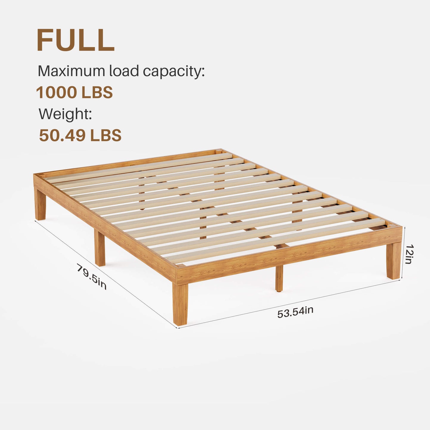 Sweetcrispy Minimalist Solid Wood Bed Frame for Bedroom
