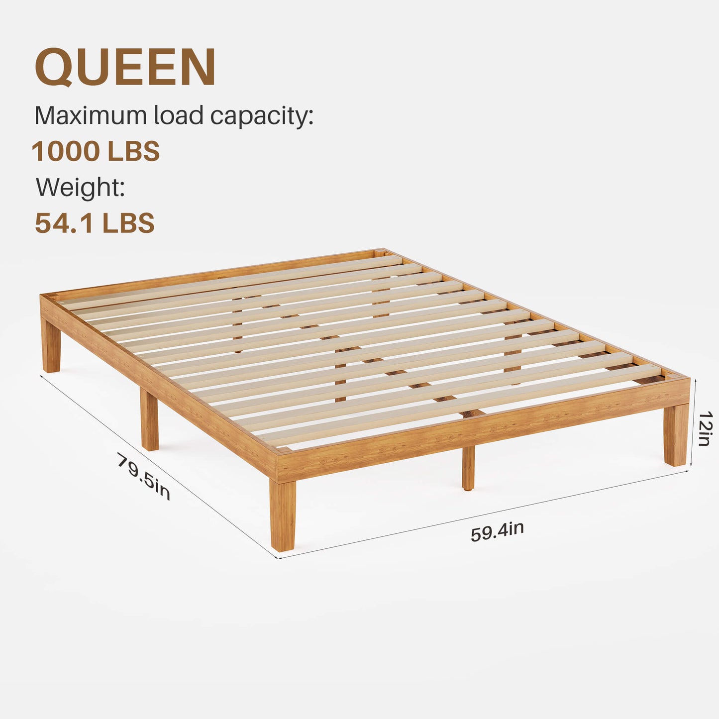 Sweetcrispy Minimalist Solid Wood Bed Frame for Bedroom