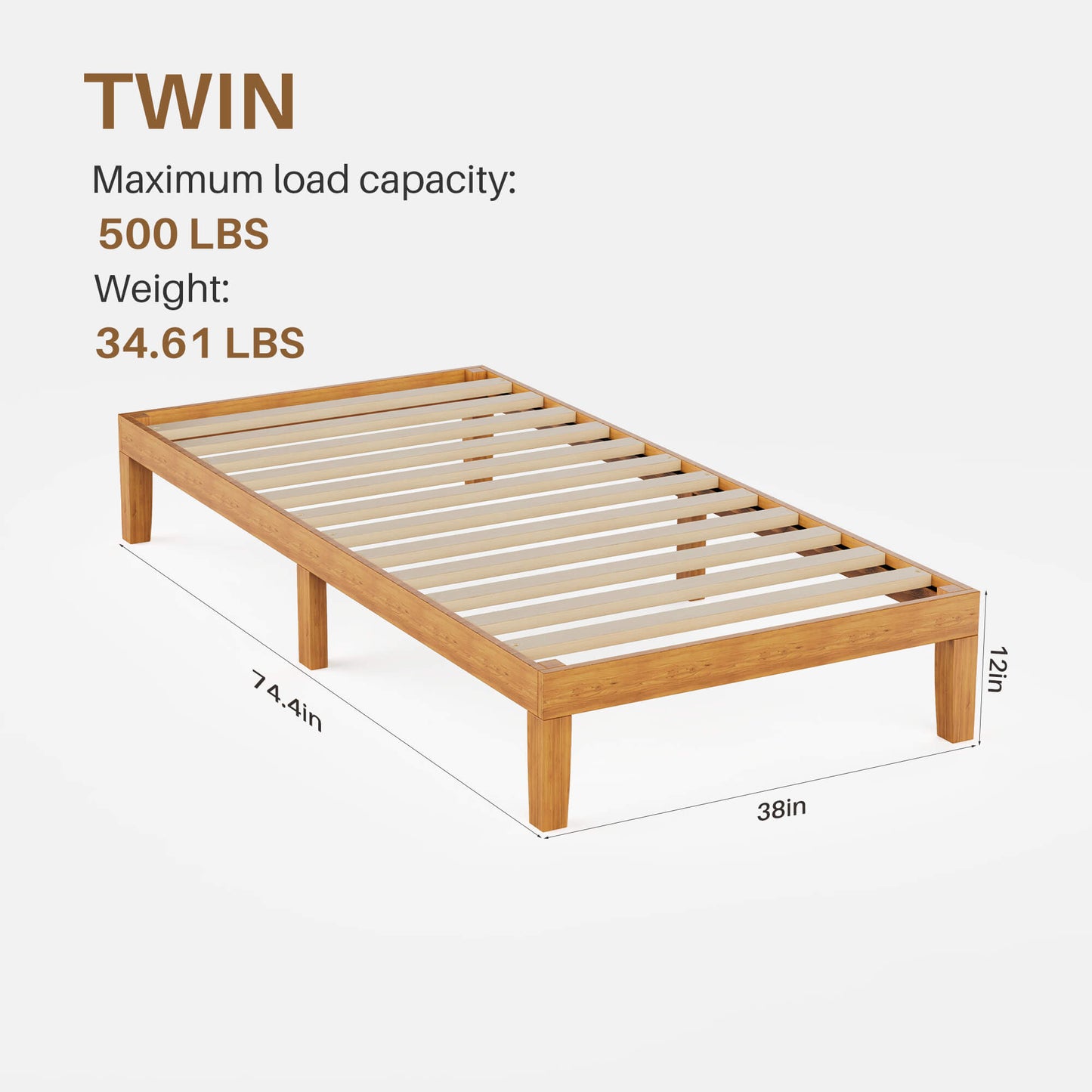 Sweetcrispy Minimalist Solid Wood Bed Frame for Bedroom