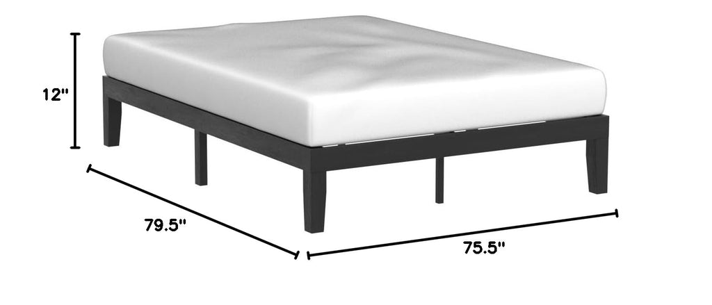 Mellow Naturalista Classic - 12 Inch Solid Wood Platform Bed with Wooden Slats, No Box Spring Needed, Easy Assembly, Queen, Pine