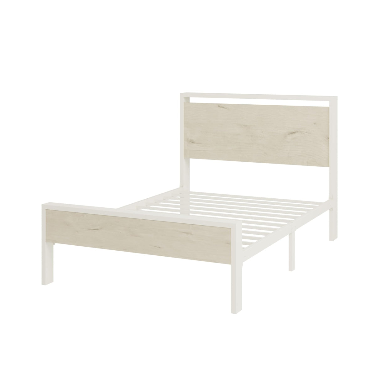 SHA CERLIN 14 Inch Queen Size Metal Platform Bed Frame with Wooden Headboard and Footboard, Mattress Foundation, No Box Spring Needed, Large Under Bed Storage, Non-Slip Without Noise, Mahogany