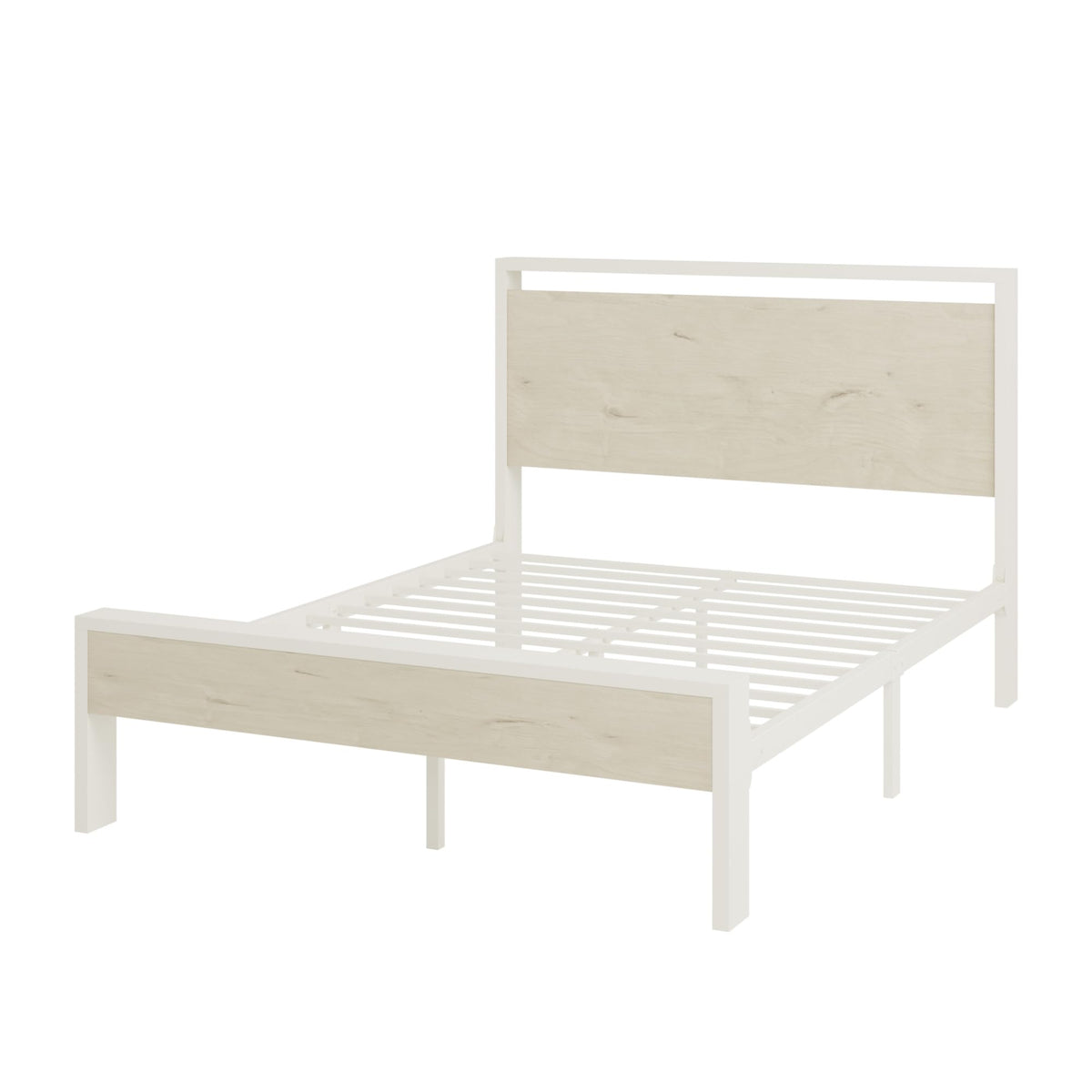 SHA CERLIN 14 Inch Queen Size Metal Platform Bed Frame with Wooden Headboard and Footboard, Mattress Foundation, No Box Spring Needed, Large Under Bed Storage, Non-Slip Without Noise, Mahogany