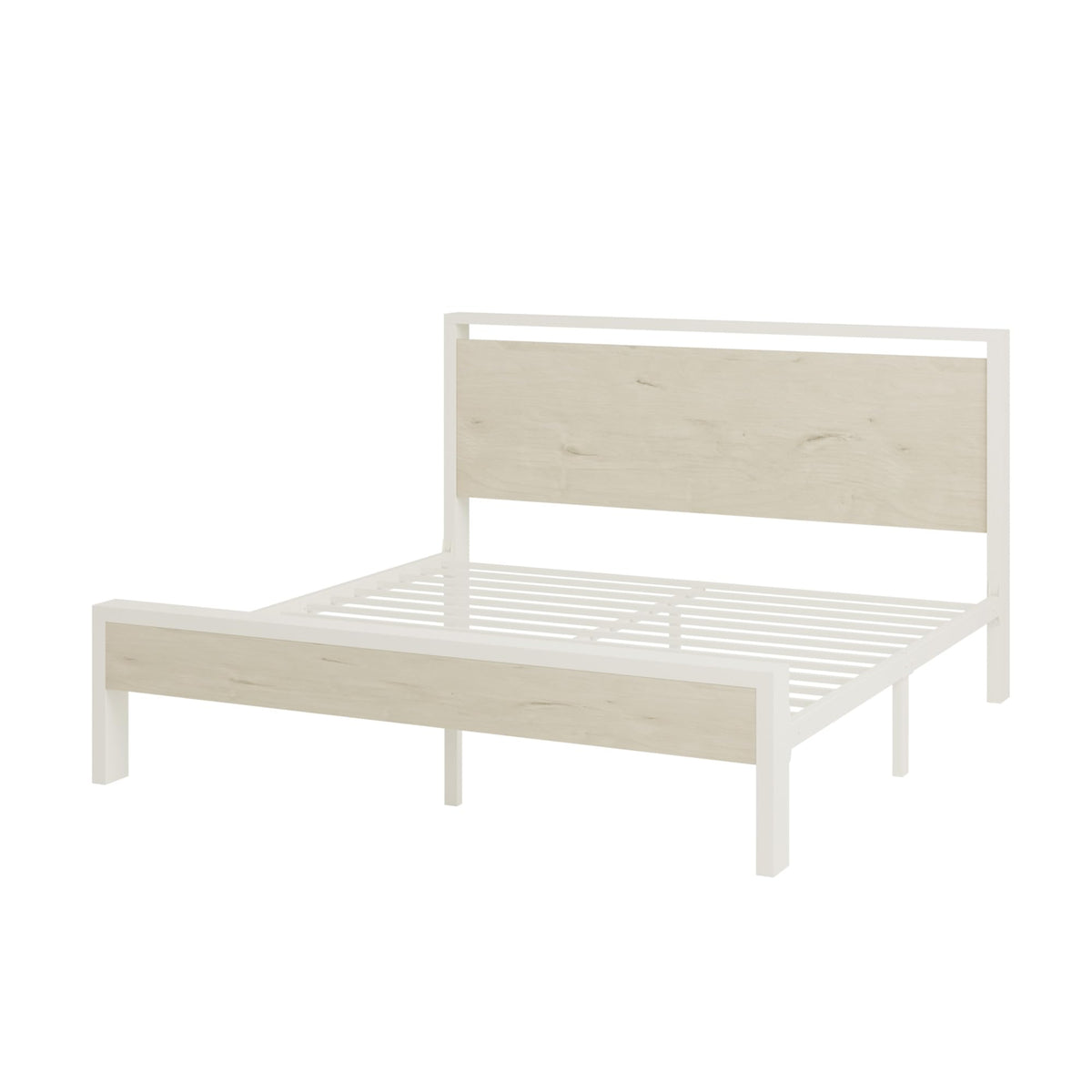 SHA CERLIN 14 Inch Queen Size Metal Platform Bed Frame with Wooden Headboard and Footboard, Mattress Foundation, No Box Spring Needed, Large Under Bed Storage, Non-Slip Without Noise, Mahogany