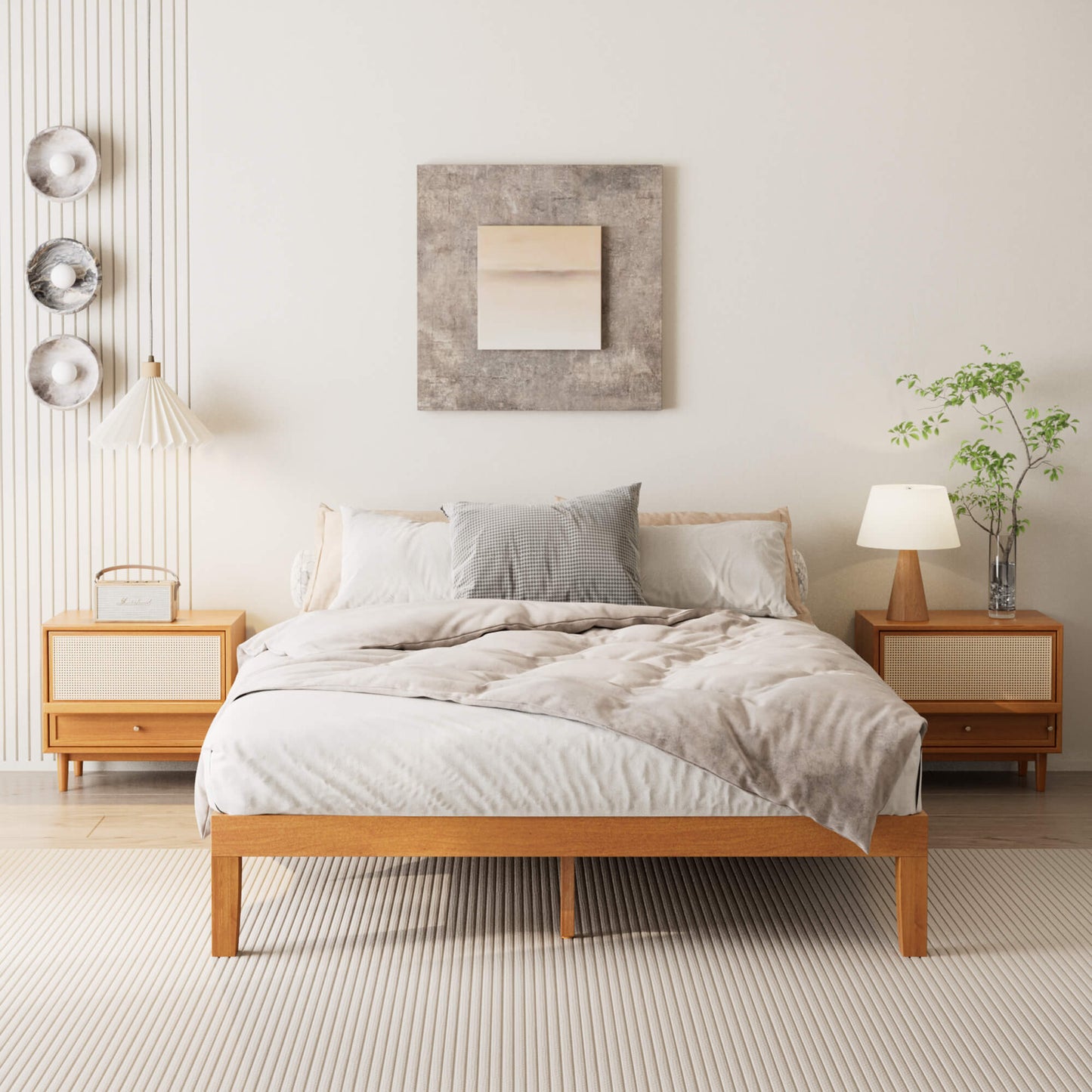 Sweetcrispy Minimalist Solid Wood Bed Frame for Bedroom