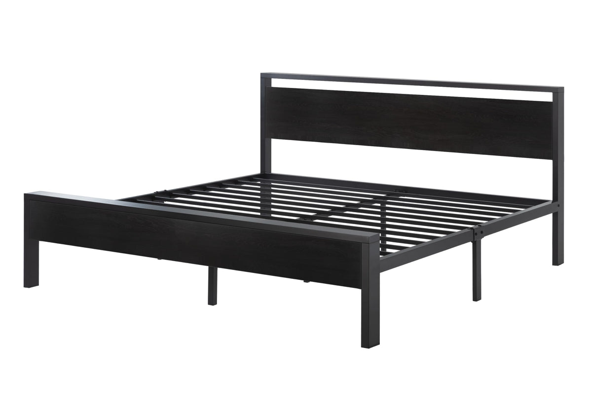 SHA CERLIN 14 Inch Queen Size Metal Platform Bed Frame with Wooden Headboard and Footboard, Mattress Foundation, No Box Spring Needed, Large Under Bed Storage, Non-Slip Without Noise, Mahogany
