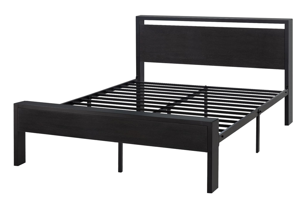 SHA CERLIN 14 Inch Queen Size Metal Platform Bed Frame with Wooden Headboard and Footboard, Mattress Foundation, No Box Spring Needed, Large Under Bed Storage, Non-Slip Without Noise, Mahogany