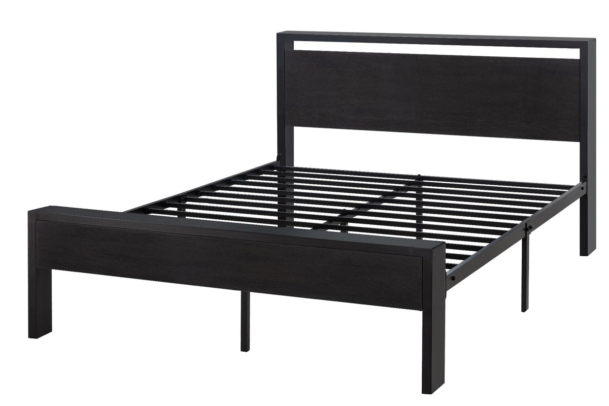 SHA CERLIN 14 Inch Queen Size Metal Platform Bed Frame with Wooden Headboard and Footboard, Mattress Foundation, No Box Spring Needed, Large Under Bed Storage, Non-Slip Without Noise, Mahogany