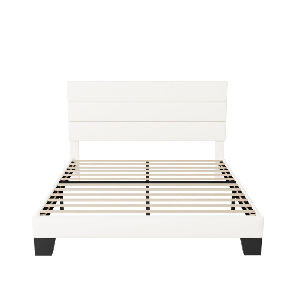 Allewie Queen Size Platform Bed Frame with Fabric Upholstered Headboard