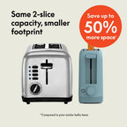 bella Fits-Anywhere™ 2-Slice Slim Toaster, Long Slot & Extra Wide, Oatmilk