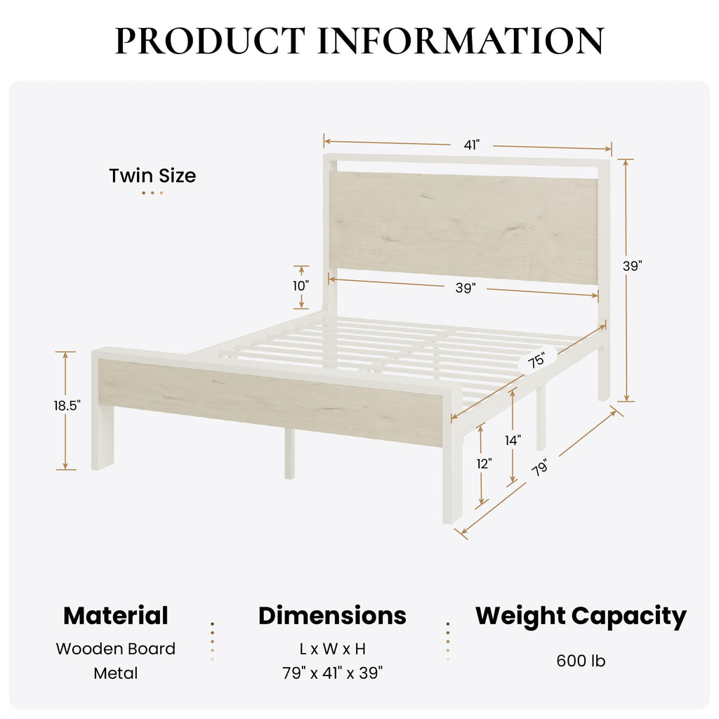 SHA CERLIN 14 Inch Queen Size Metal Platform Bed Frame with Wooden Headboard and Footboard, Mattress Foundation, No Box Spring Needed, Large Under Bed Storage, Non-Slip Without Noise, Mahogany