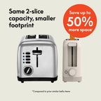 bella Fits-Anywhere™ 2-Slice Slim Toaster, Long Slot & Extra Wide, Oatmilk