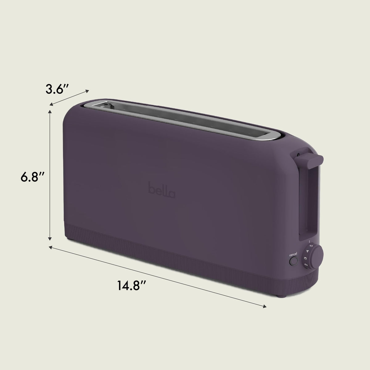 bella Fits-Anywhere™ 2-Slice Slim Toaster, Long Slot & Extra Wide, Oatmilk