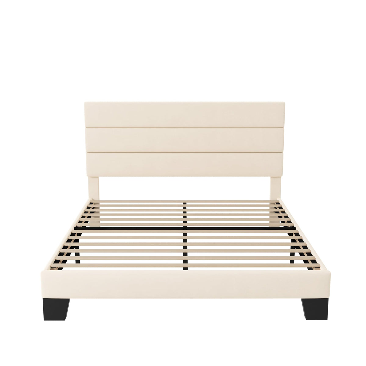 Allewie Queen Size Platform Bed Frame with Fabric Upholstered Headboard