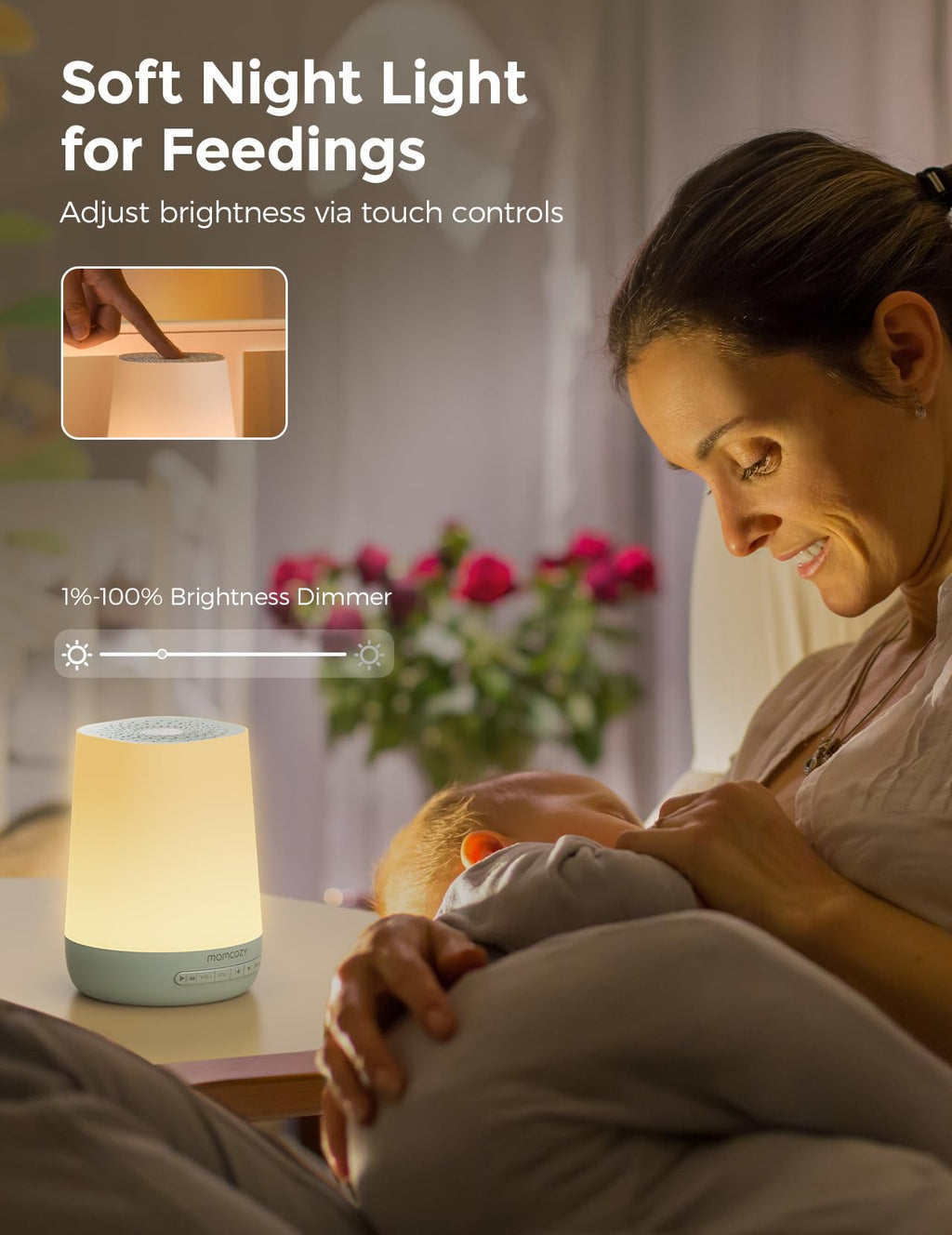 Momcozy Smart Baby Sound Machine with Night Light, White Noise Machine