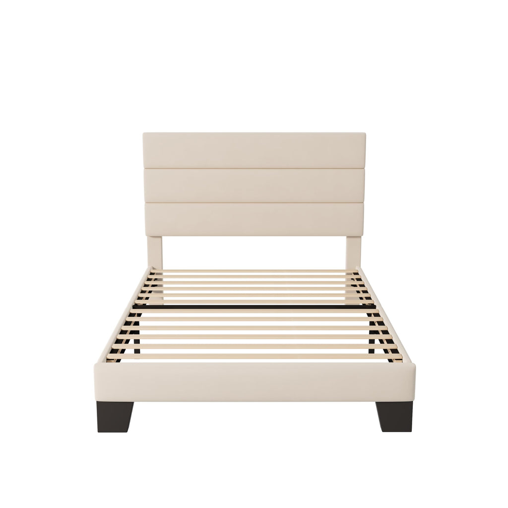 Allewie Queen Size Platform Bed Frame with Fabric Upholstered Headboard