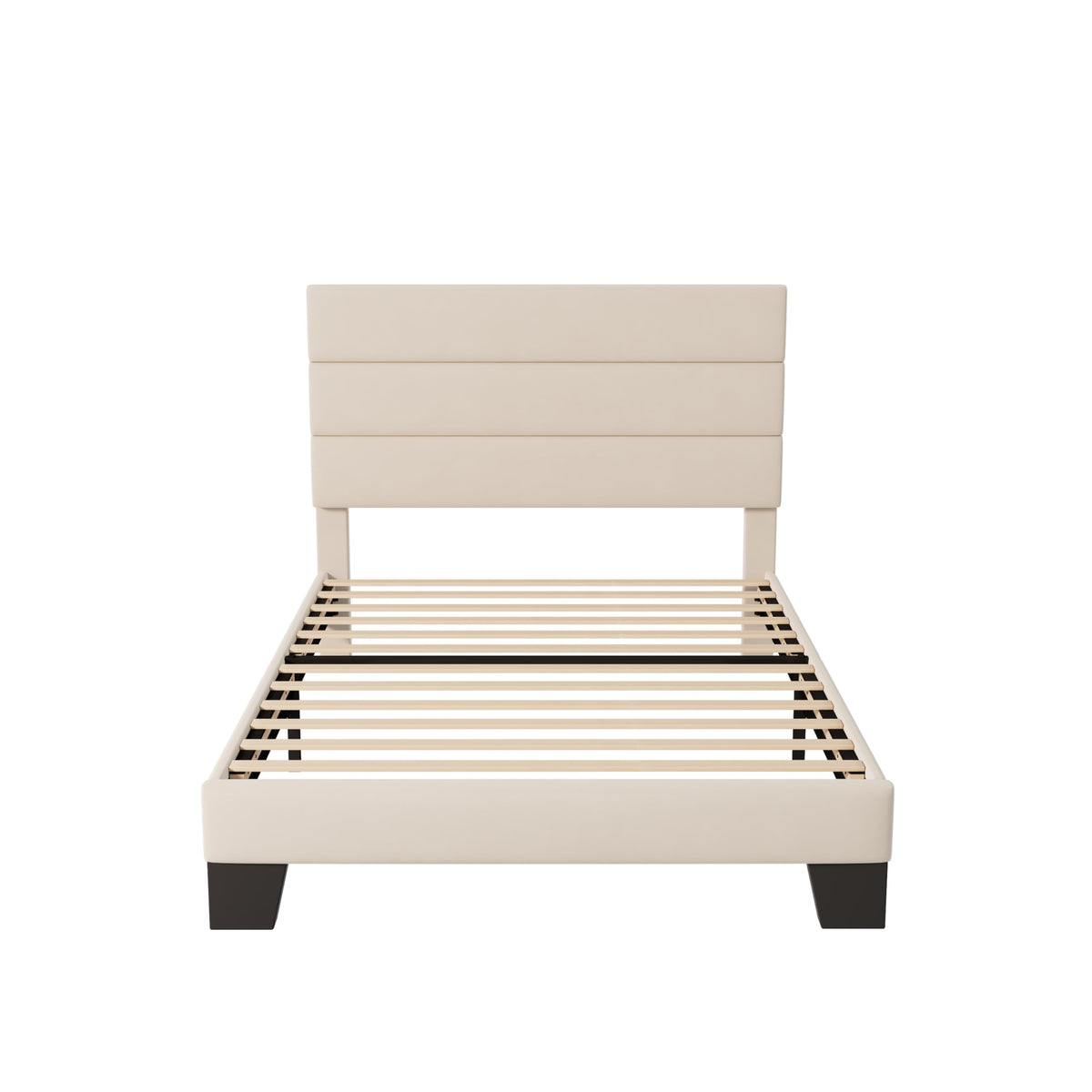 Allewie Queen Size Platform Bed Frame with Fabric Upholstered Headboard