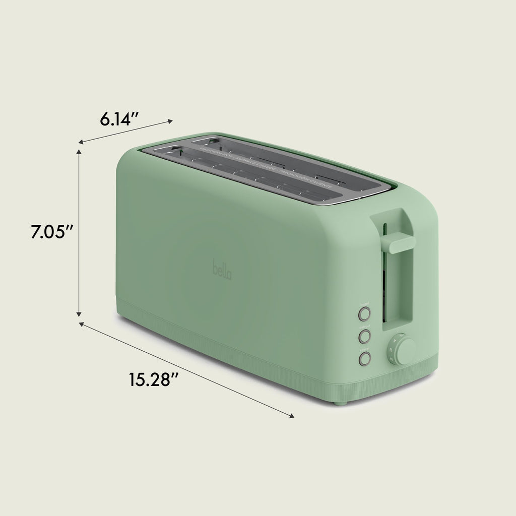 bella Fits-Anywhere™ 2-Slice Slim Toaster, Long Slot & Extra Wide, Oatmilk