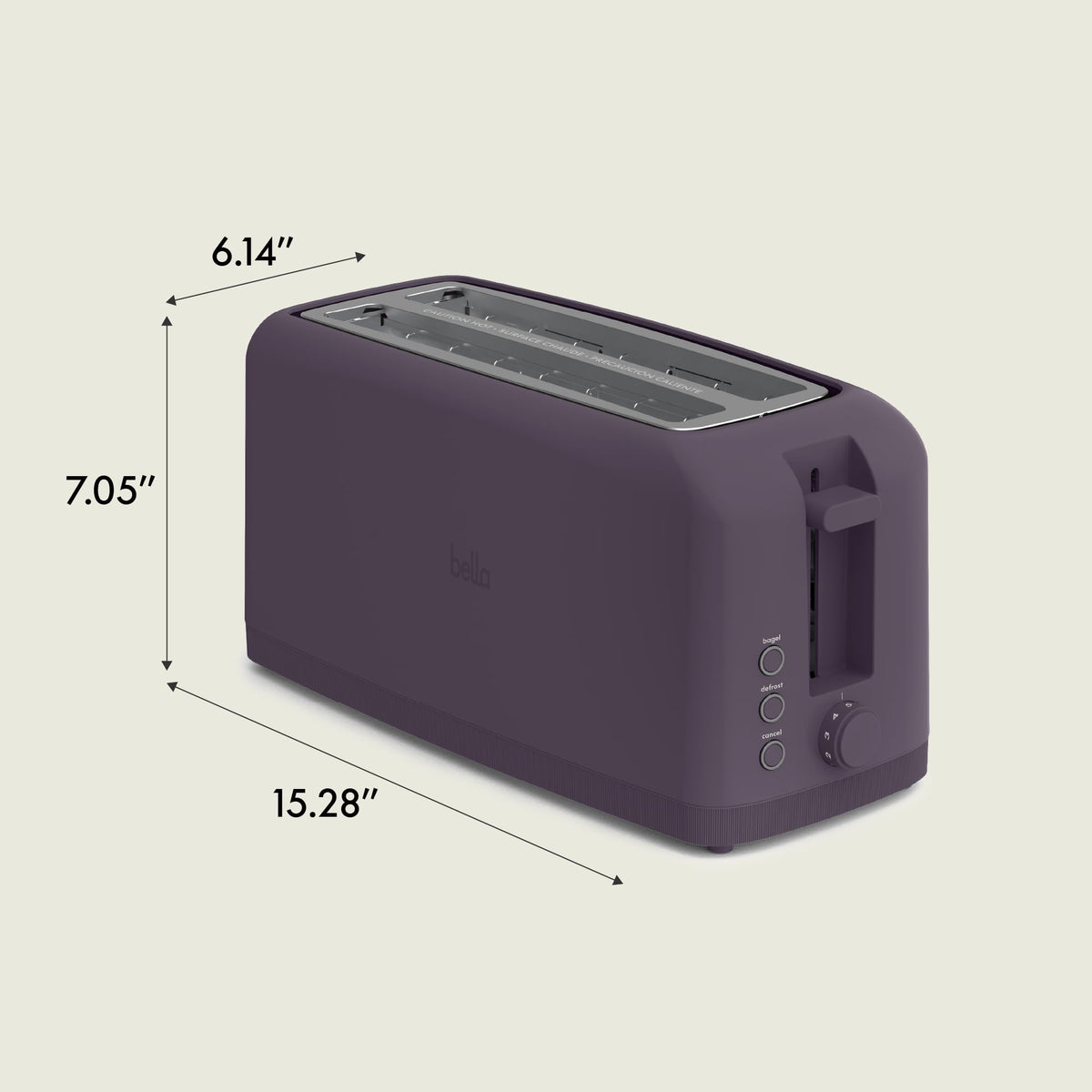 bella Fits-Anywhere™ 2-Slice Slim Toaster, Long Slot & Extra Wide, Oatmilk