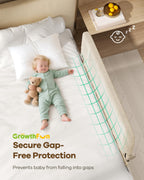 Foldable Bed Rail for Toddlers, 71in Reinforced Carbon Steel Frame&Connectors, Breathable Cationic Fabric - Safety Toddler Bed Rails for Queen, King, Twin, Full, No-Tool Setup.