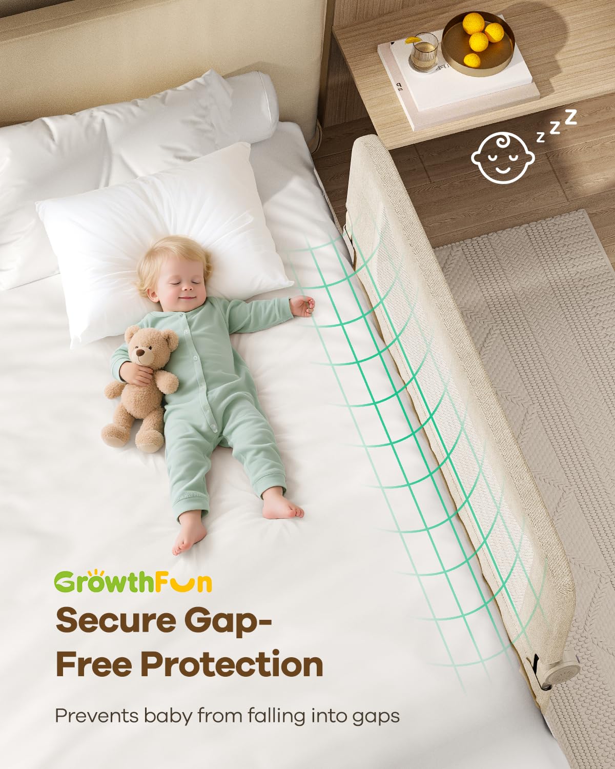 Foldable Bed Rail for Toddlers, 71in Reinforced Carbon Steel Frame&Connectors, Breathable Cationic Fabric - Safety Toddler Bed Rails for Queen, King, Twin, Full, No-Tool Setup.