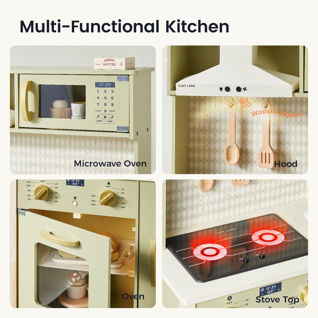 Tiny Land Play Kitchen for Kids – Real Lights, Sounds & Adjustable Height