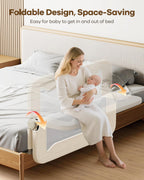 Foldable Bed Rail for Toddlers, 71in Reinforced Carbon Steel Frame&Connectors, Breathable Cationic Fabric - Safety Toddler Bed Rails for Queen, King, Twin, Full, No-Tool Setup.
