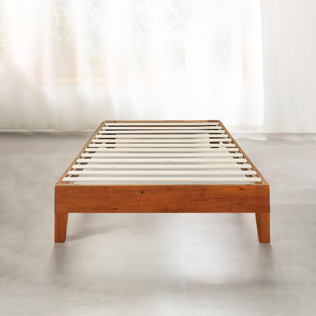 Mellow Naturalista Classic - 12 Inch Solid Wood Platform Bed with Wooden Slats, No Box Spring Needed, Easy Assembly, Queen, Pine