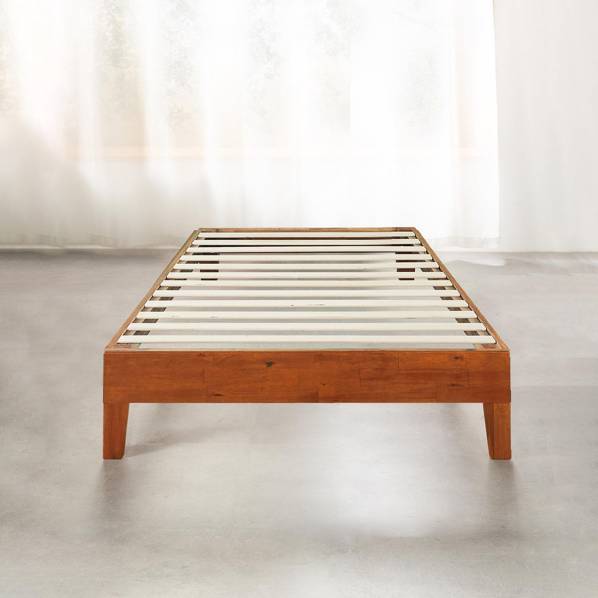 Mellow Naturalista Classic - 12 Inch Solid Wood Platform Bed with Wooden Slats, No Box Spring Needed, Easy Assembly, Queen, Pine