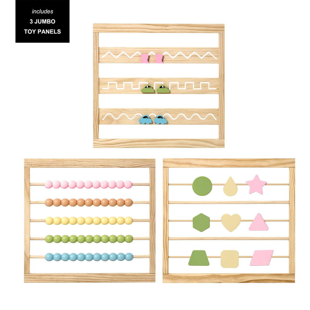 ZETY Natural Wood Baby Playpen, 10 Panel Foldable Play Yard, Door & Toys