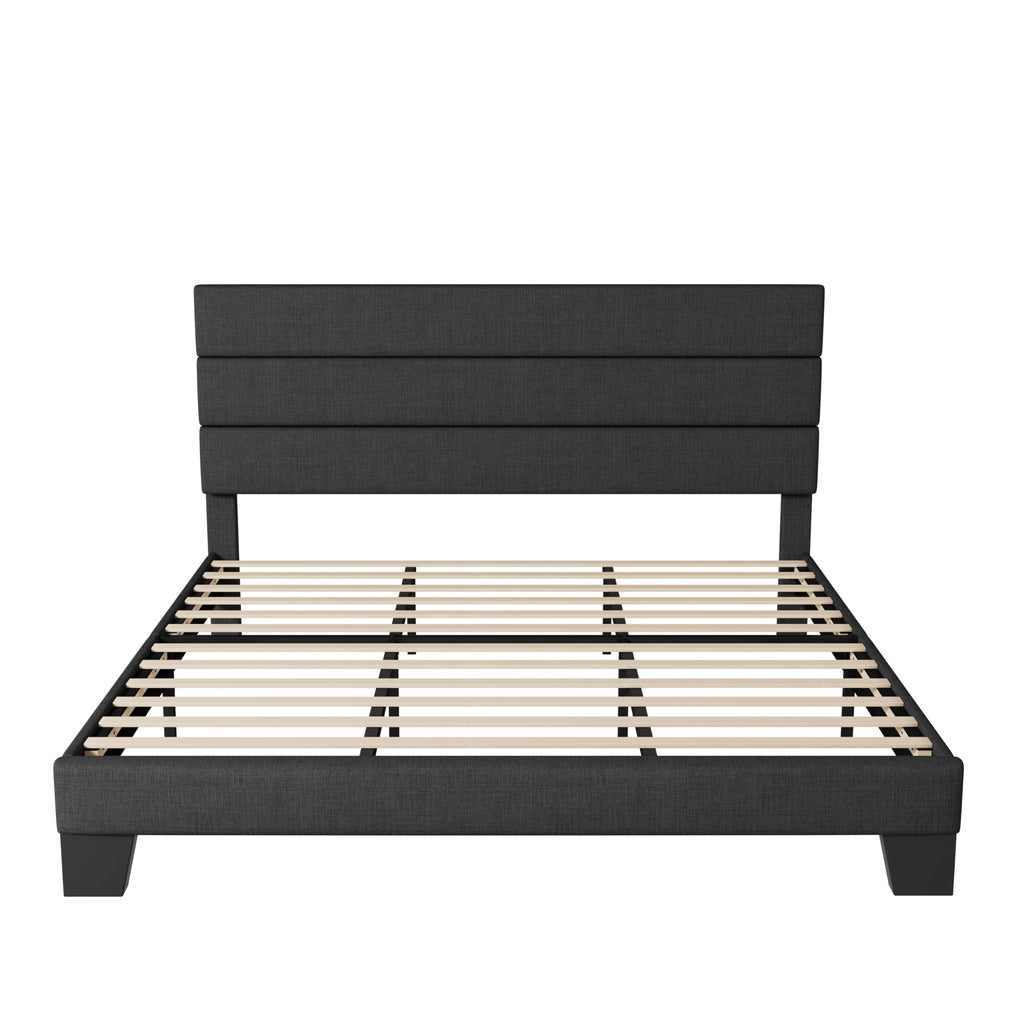 Allewie Queen Size Platform Bed Frame with Fabric Upholstered Headboard