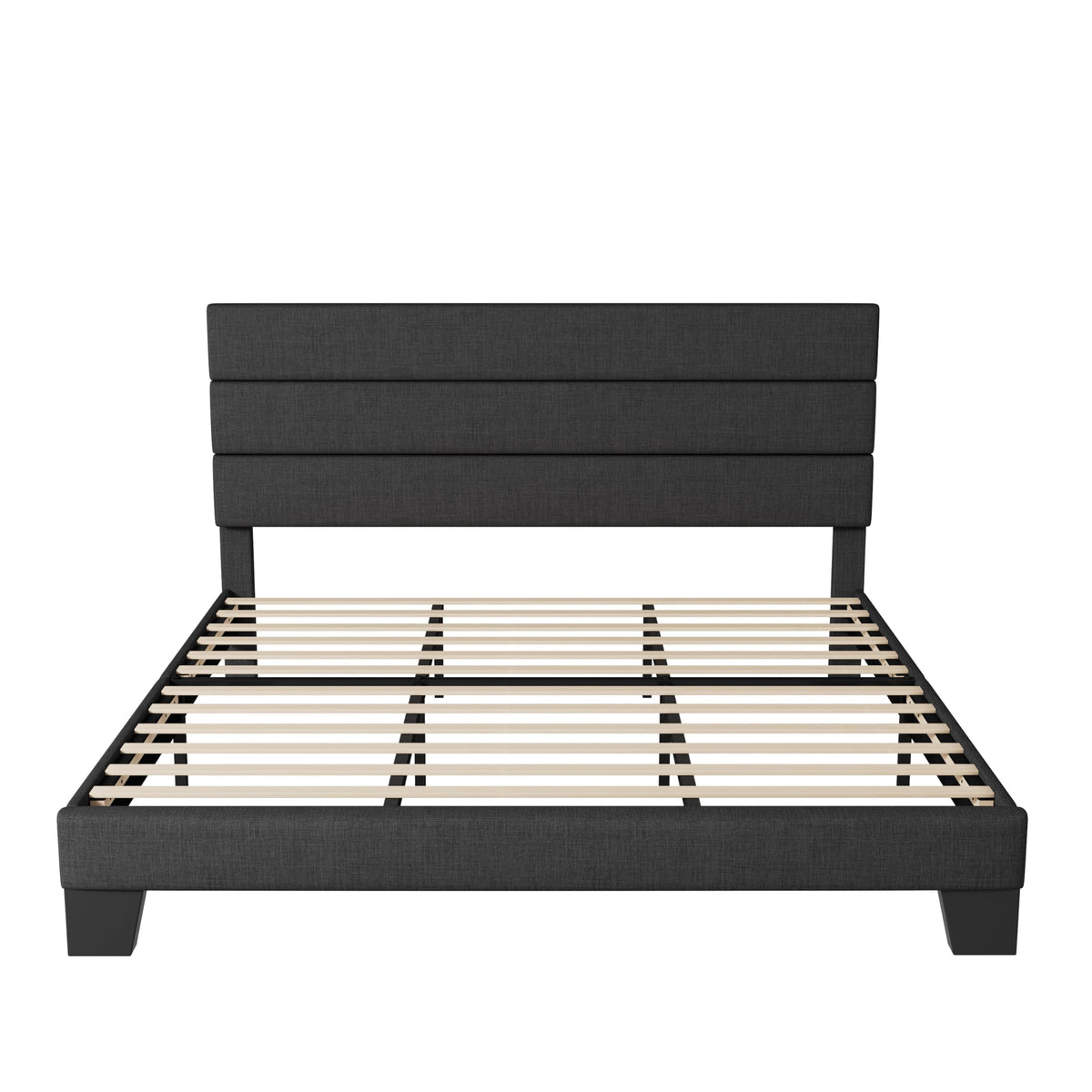 Allewie Queen Size Platform Bed Frame with Fabric Upholstered Headboard