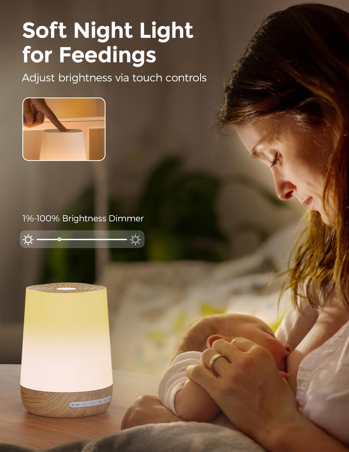 Momcozy Smart Baby Sound Machine with Night Light, White Noise Machine