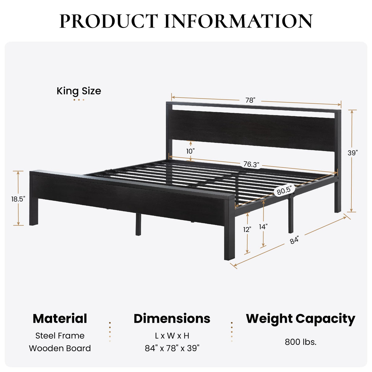 SHA CERLIN 14 Inch Queen Size Metal Platform Bed Frame with Wooden Headboard and Footboard, Mattress Foundation, No Box Spring Needed, Large Under Bed Storage, Non-Slip Without Noise, Mahogany