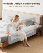 Foldable Bed Rail for Toddlers, 71in Reinforced Carbon Steel Frame&Connectors, Breathable Cationic Fabric - Safety Toddler Bed Rails for Queen, King, Twin, Full, No-Tool Setup.
