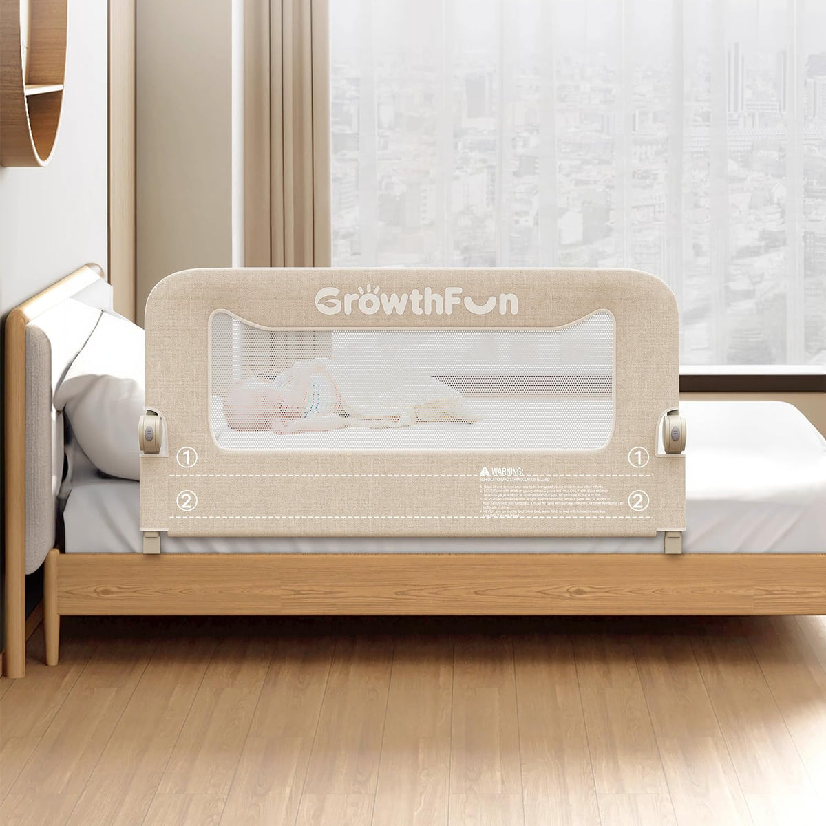 Foldable Bed Rail for Toddlers, 71in Reinforced Carbon Steel Frame&Connectors, Breathable Cationic Fabric - Safety Toddler Bed Rails for Queen, King, Twin, Full, No-Tool Setup.