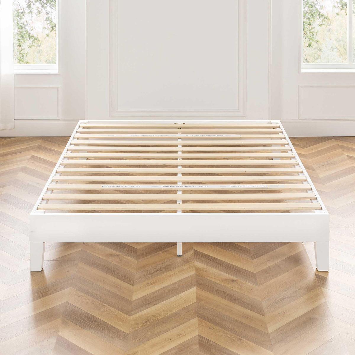 Mellow Naturalista Classic - 12 Inch Solid Wood Platform Bed with Wooden Slats, No Box Spring Needed, Easy Assembly, Queen, Pine