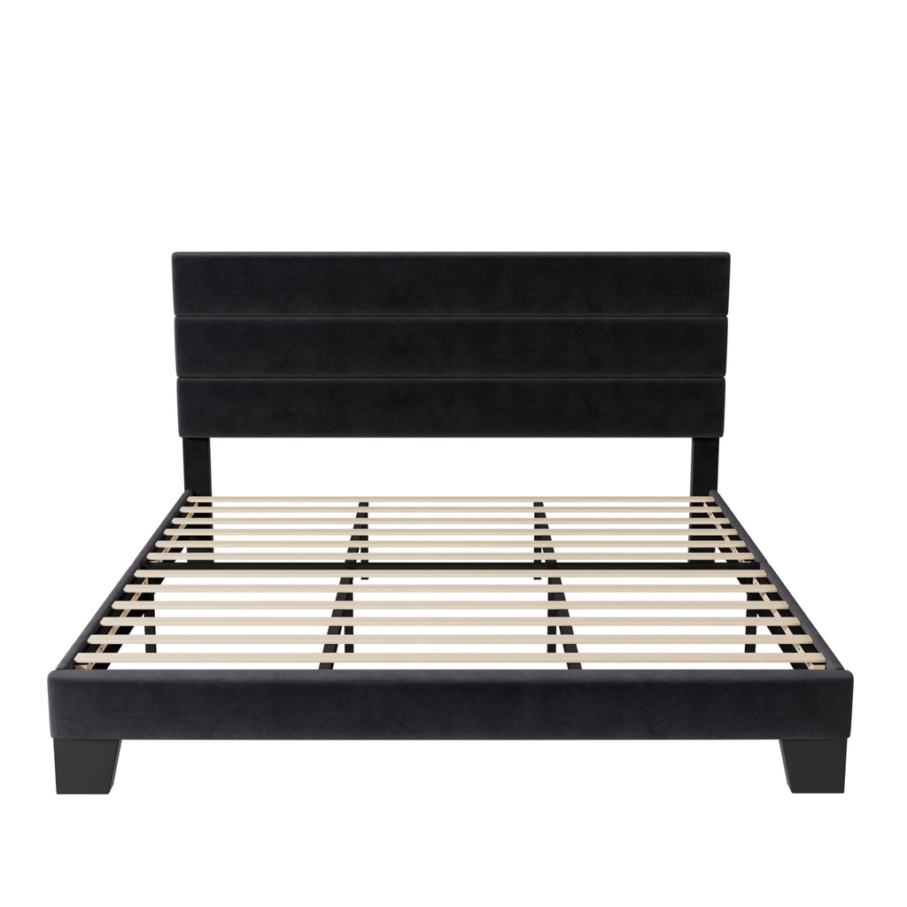 Allewie Queen Size Platform Bed Frame with Fabric Upholstered Headboard