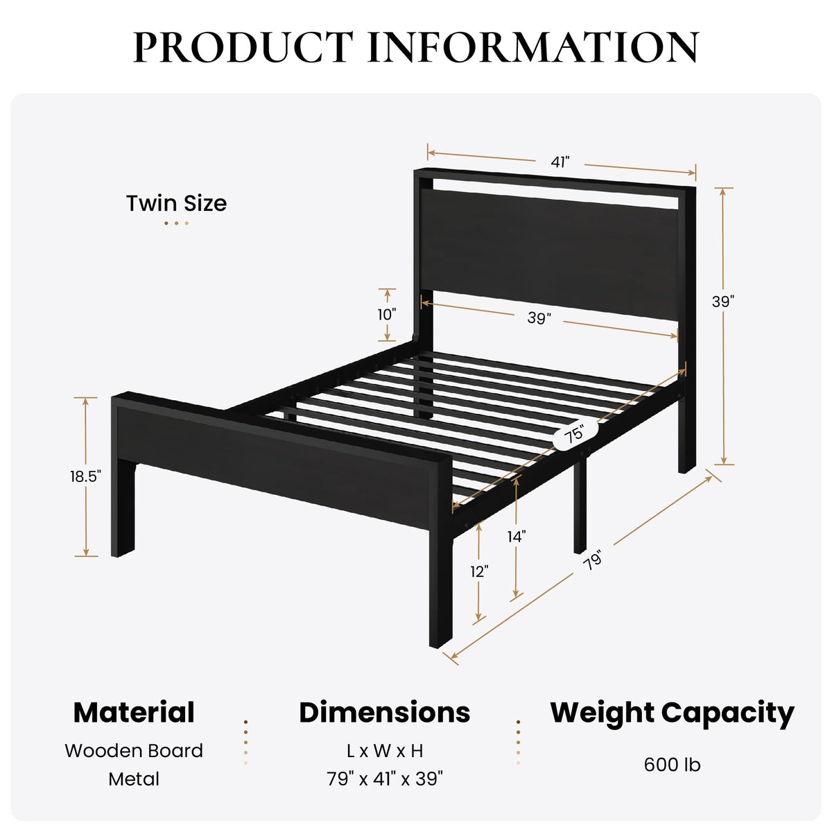 SHA CERLIN 14 Inch Queen Size Metal Platform Bed Frame with Wooden Headboard and Footboard, Mattress Foundation, No Box Spring Needed, Large Under Bed Storage, Non-Slip Without Noise, Mahogany