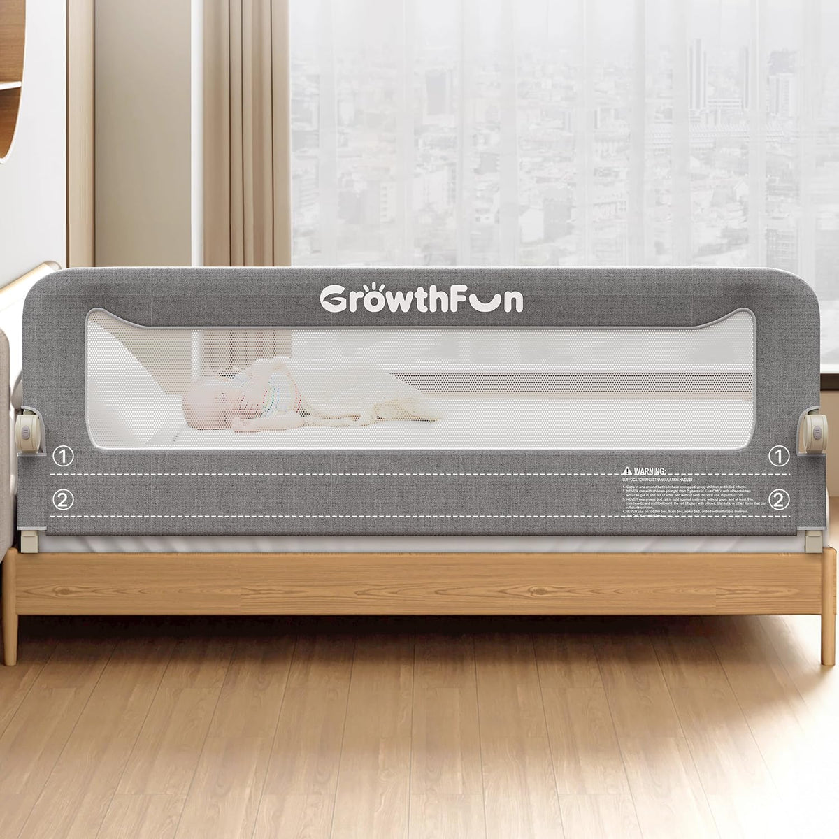 Foldable Bed Rail for Toddlers, 71in Reinforced Carbon Steel Frame&Connectors, Breathable Cationic Fabric - Safety Toddler Bed Rails for Queen, King, Twin, Full, No-Tool Setup.