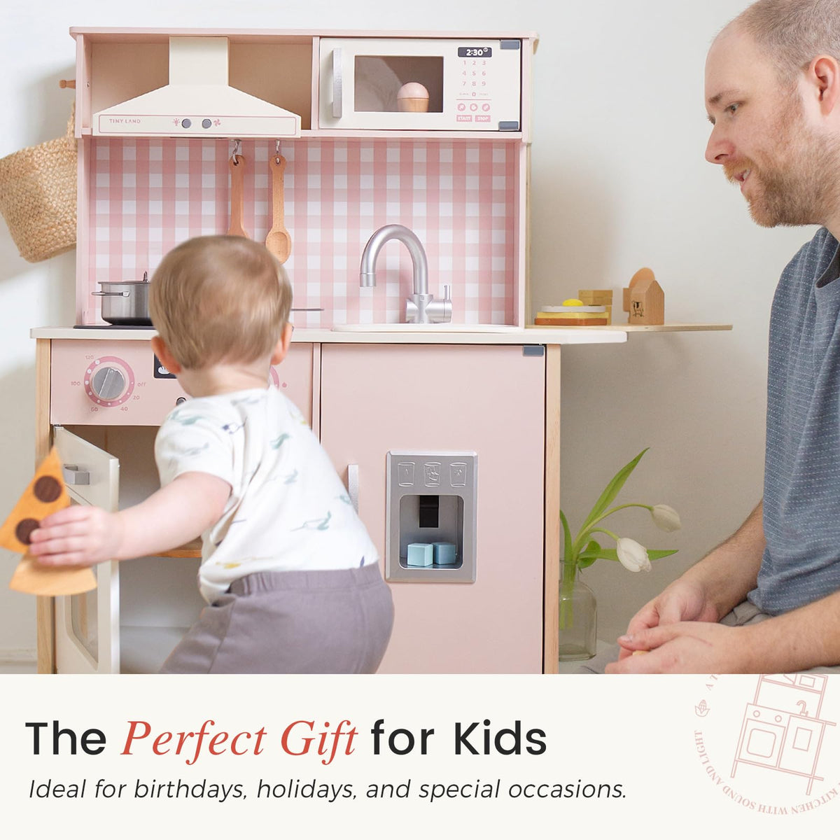 Tiny Land Play Kitchen for Kids – Real Lights, Sounds & Adjustable Height