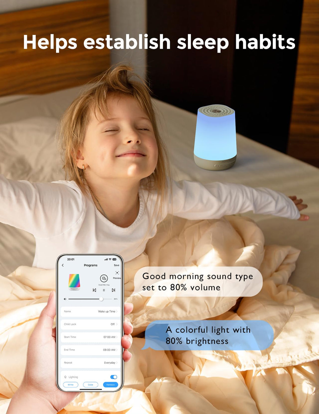 Momcozy Smart Baby Sound Machine with Night Light, White Noise Machine