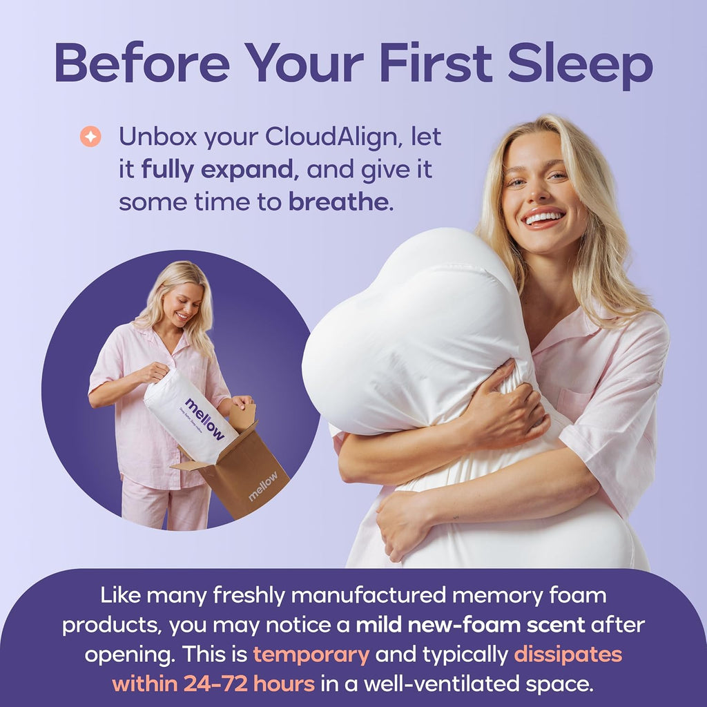 Mellow CloudAlign Memory Foam Pillow for Neck & Shoulder Support, Standard