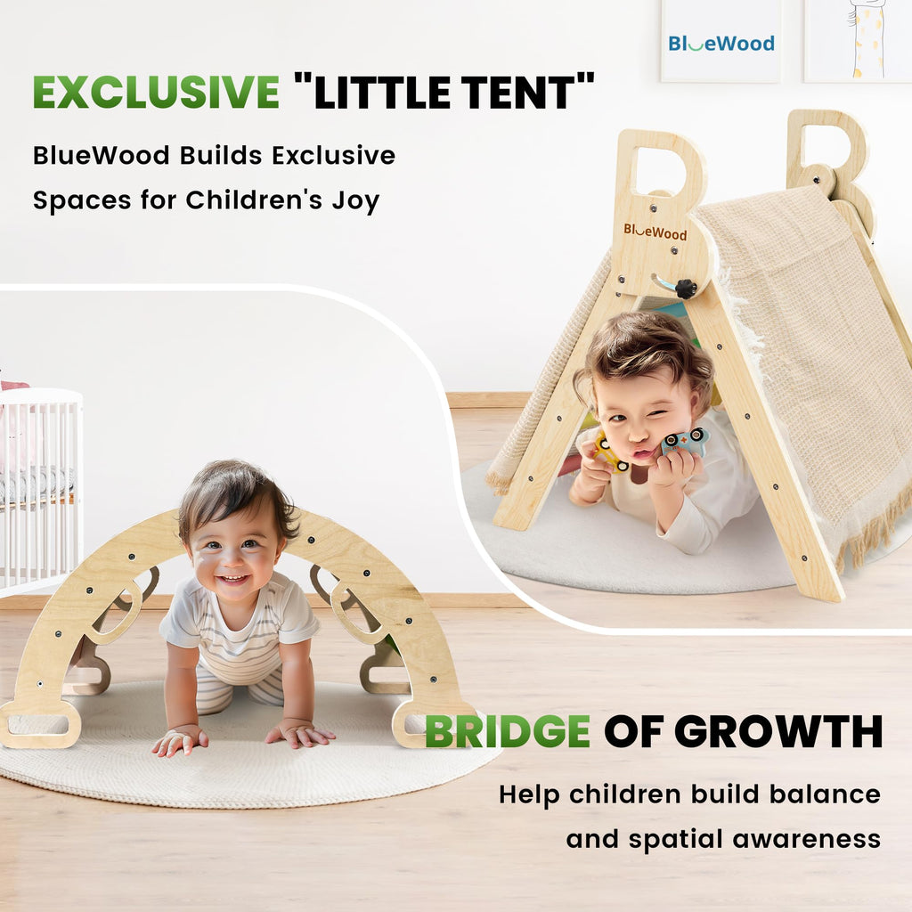 BlueWood Pikler Triangle Set with Safe Handle, Climbing Toys for 1-3 Year