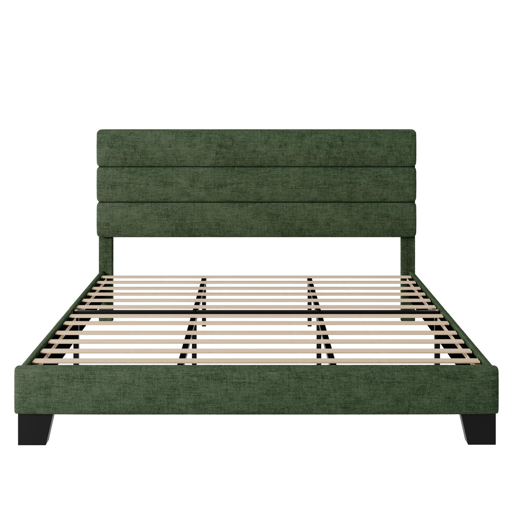 Allewie Queen Size Platform Bed Frame with Fabric Upholstered Headboard