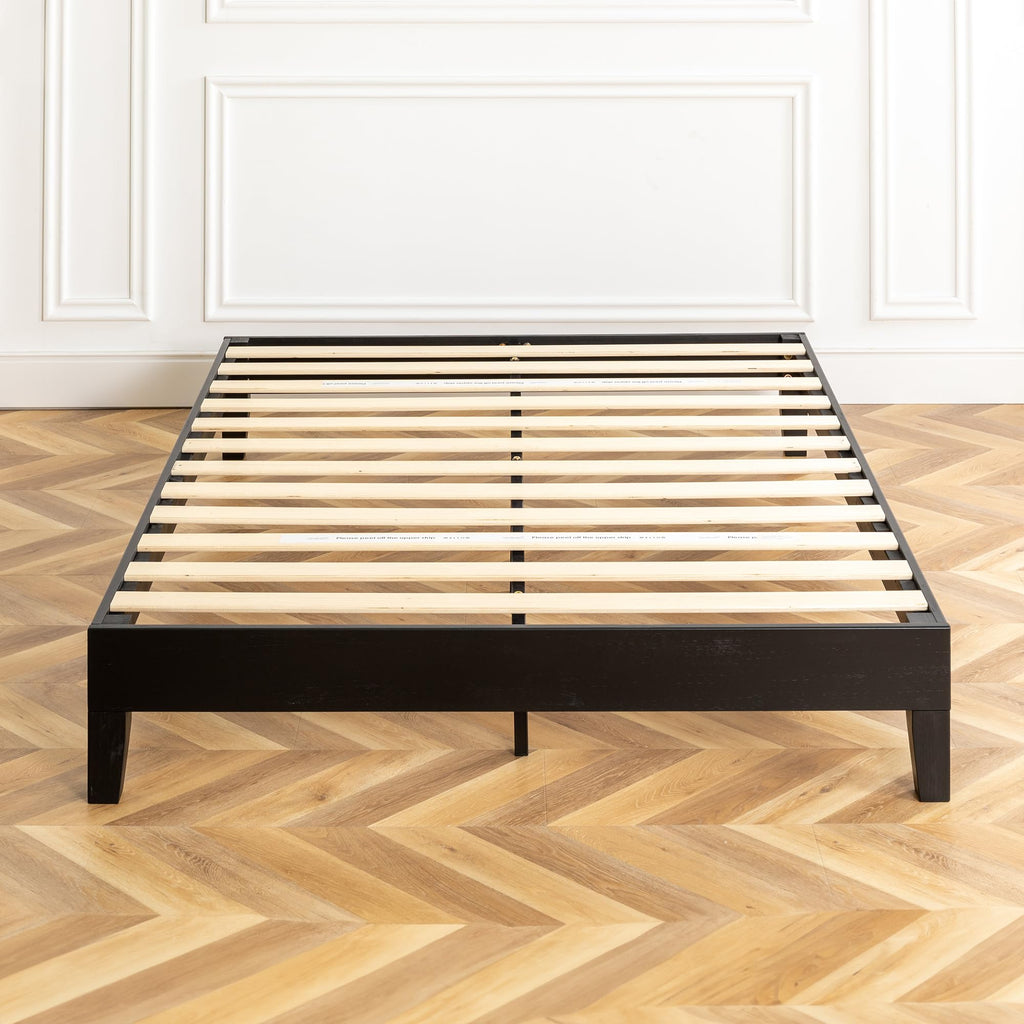 Mellow Naturalista Classic - 12 Inch Solid Wood Platform Bed with Wooden Slats, No Box Spring Needed, Easy Assembly, Queen, Pine