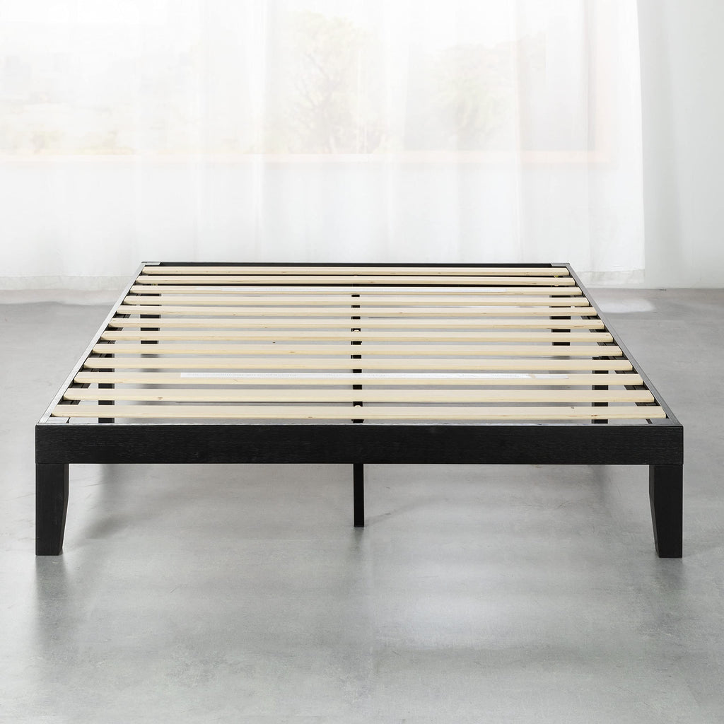 Mellow Naturalista Classic - 12 Inch Solid Wood Platform Bed with Wooden Slats, No Box Spring Needed, Easy Assembly, Queen, Pine
