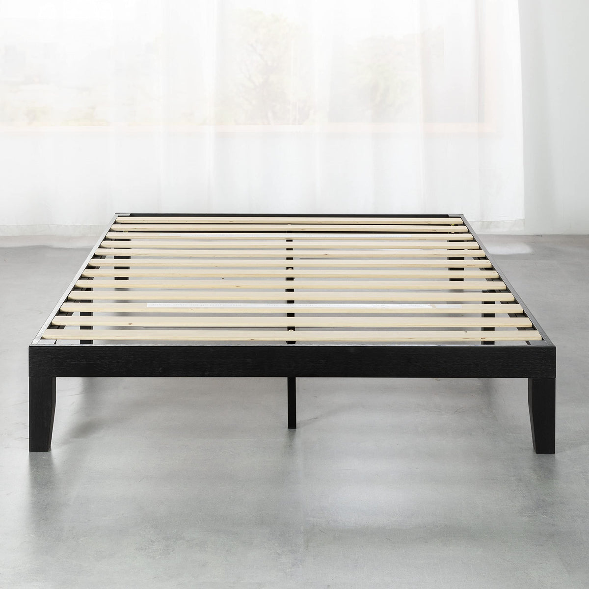 Mellow Naturalista Classic - 12 Inch Solid Wood Platform Bed with Wooden Slats, No Box Spring Needed, Easy Assembly, Queen, Pine