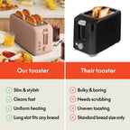 bella Fits-Anywhere™ 2-Slice Slim Toaster, Long Slot & Extra Wide, Oatmilk