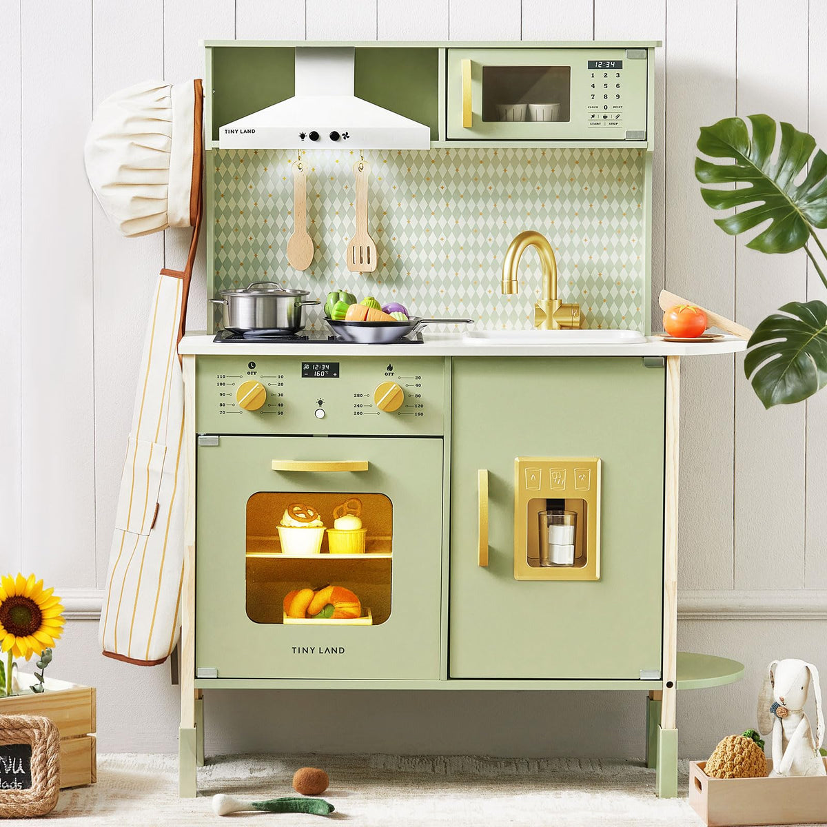 Tiny Land Play Kitchen for Kids – Real Lights, Sounds & Adjustable Height